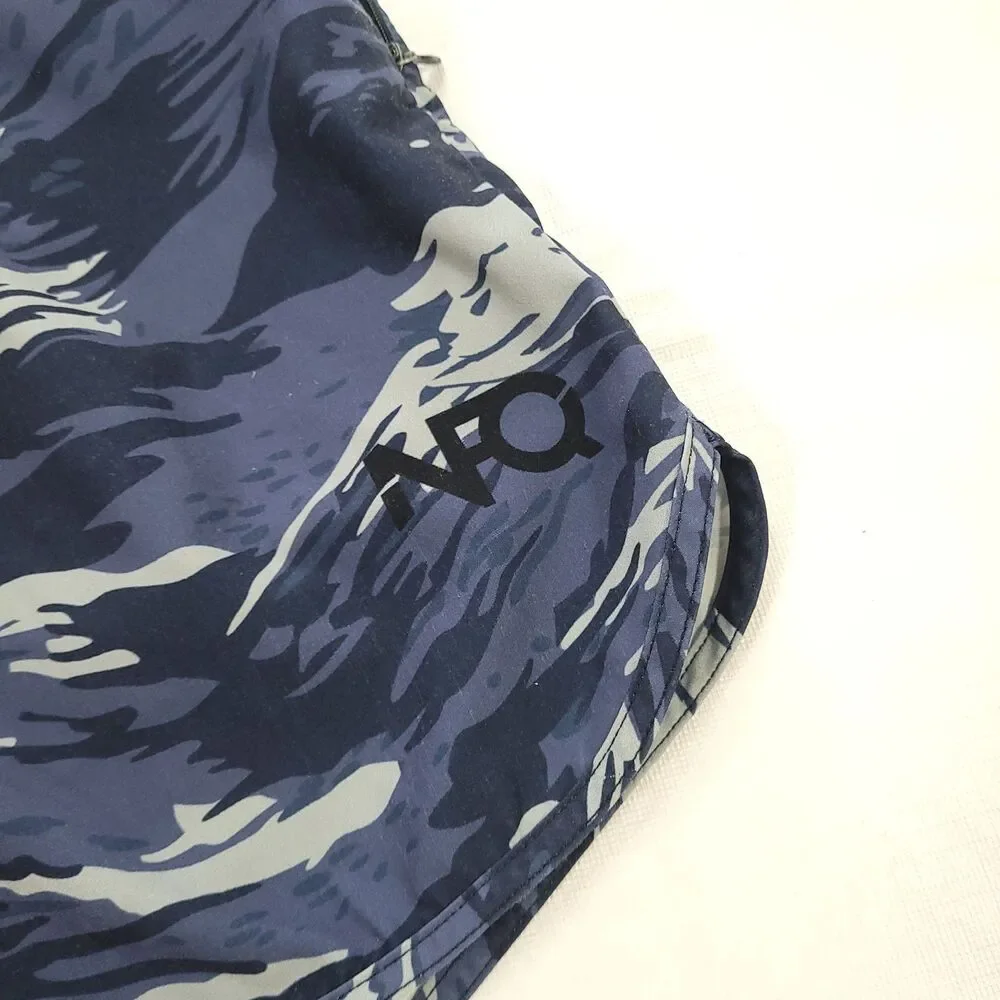 tiger striped camoflauge NFQ athletic lined shorts M blue stripe
